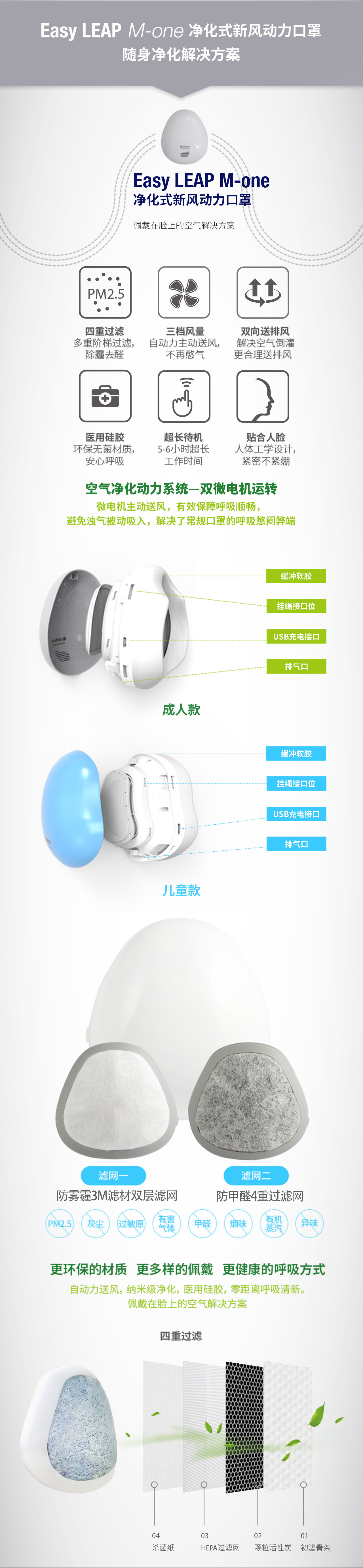 凈化式新風動力口罩